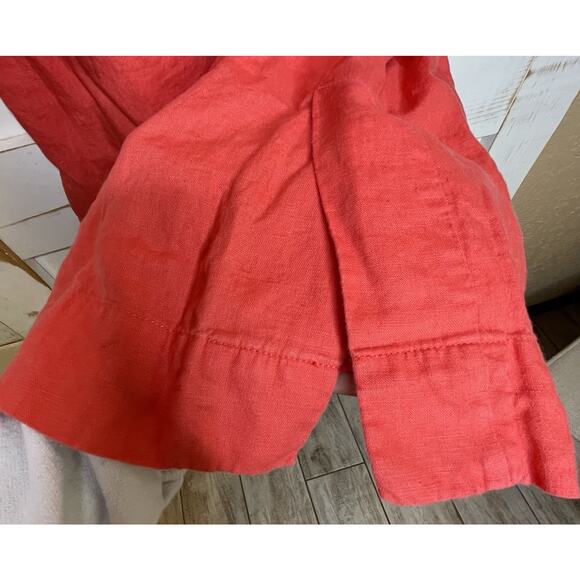 Athleta Playa Linen Wide Leg Crop Pant Beachy Boho Lagenlook Coral Culottes 12 - Picture 7 of 10